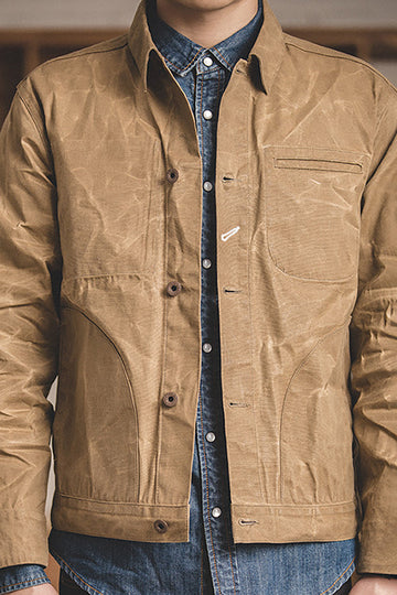 Men's Khaki Button Down Casual Jacket